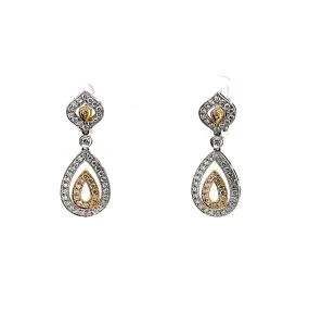 14K T/T Dangle Diamond Fashion Earrings