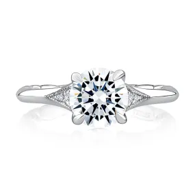 14K White Gold Classic Milgrain Diamond Engagement Ring