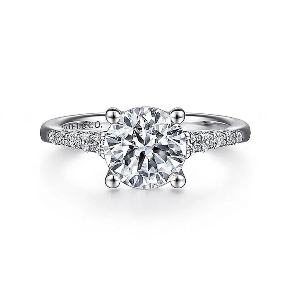 14K White Gold 'Reed' Classic Round Diamond Engagement Ring