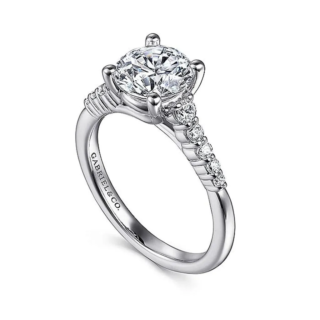 14K White Gold 'Reed' Classic Round Diamond Engagement Ring