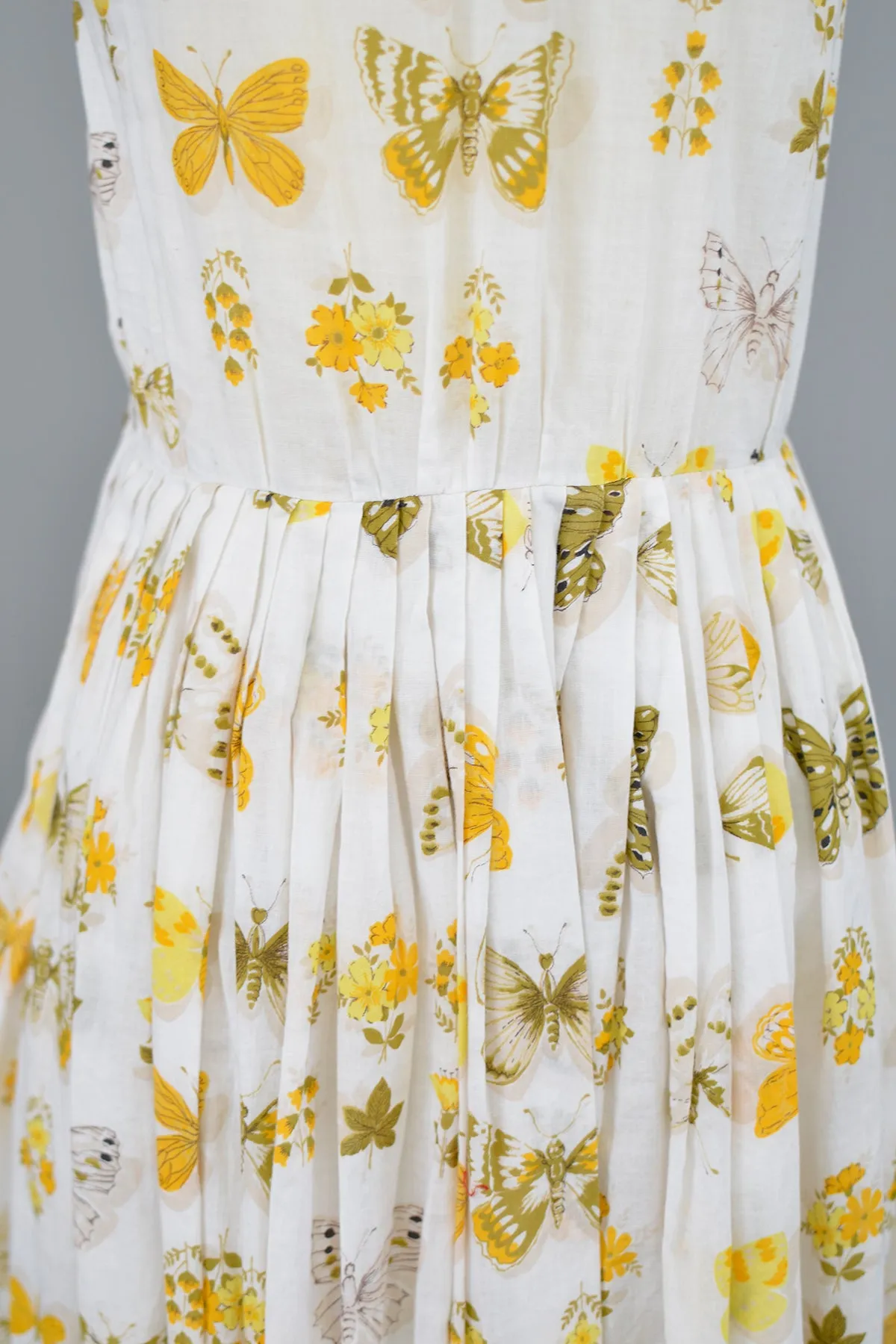 1940s 50s Novelty Butterfly Print Dress