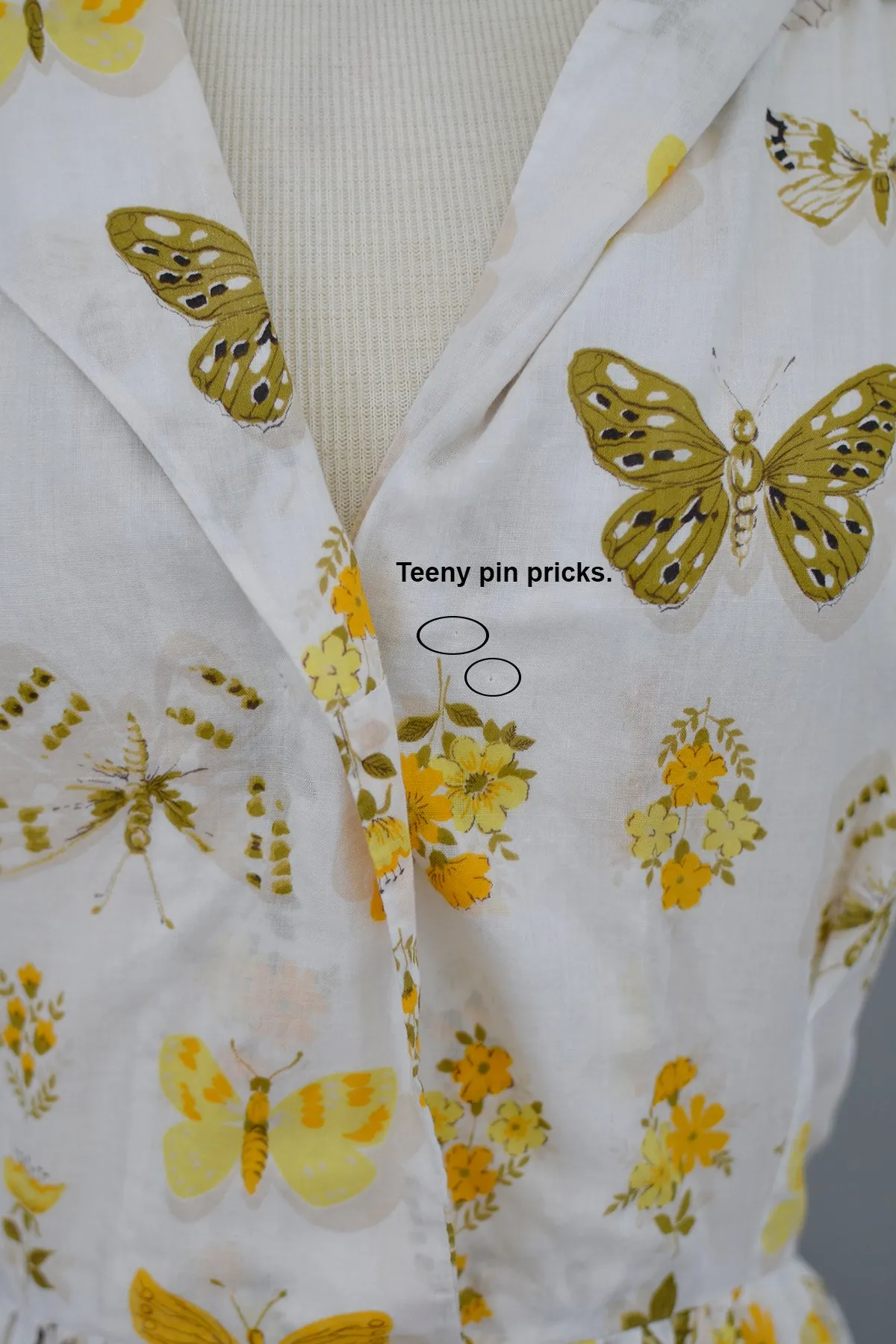 1940s 50s Novelty Butterfly Print Dress