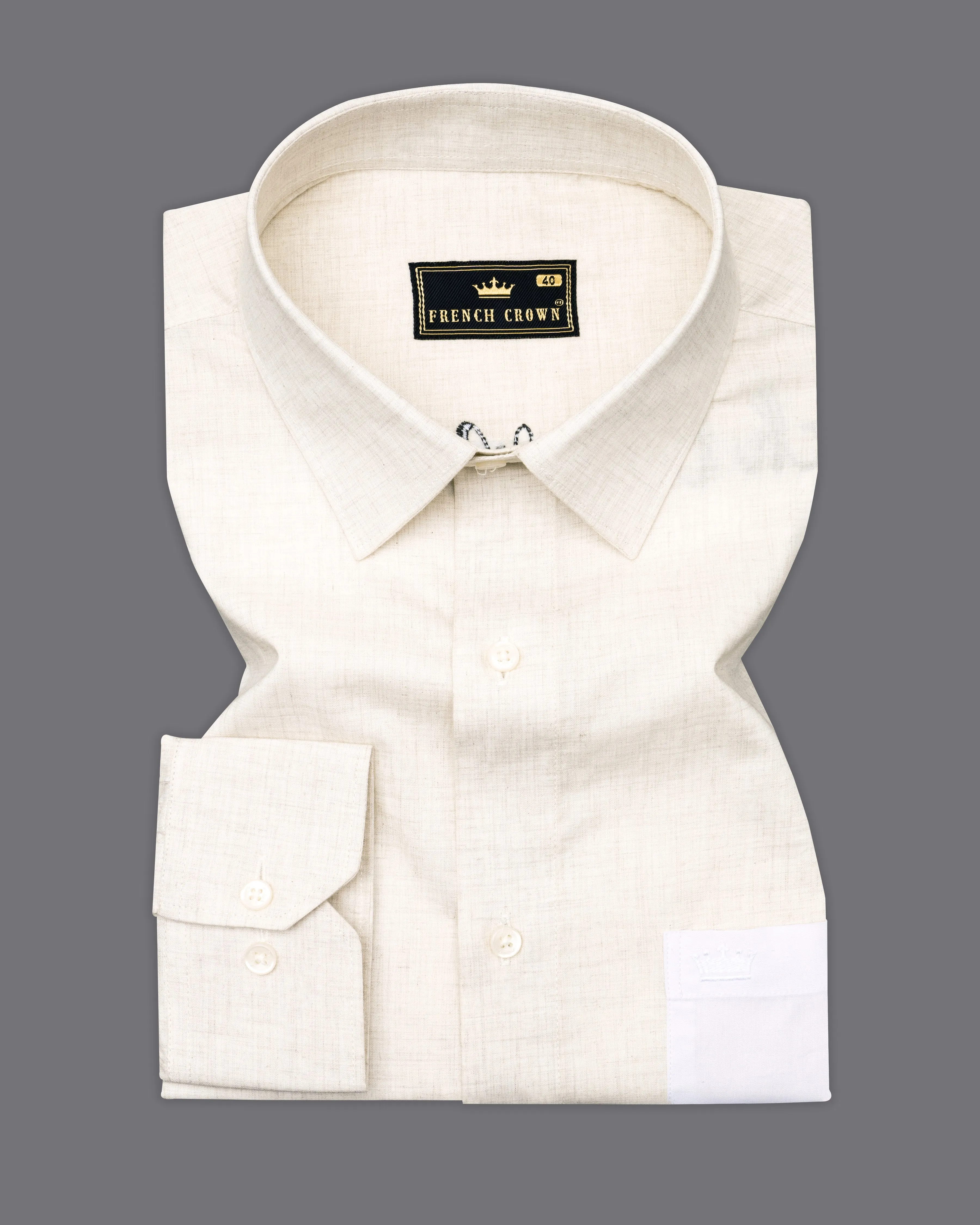 Armour Beige Signature Embroidered with White Patches Premium Cotton Shirt