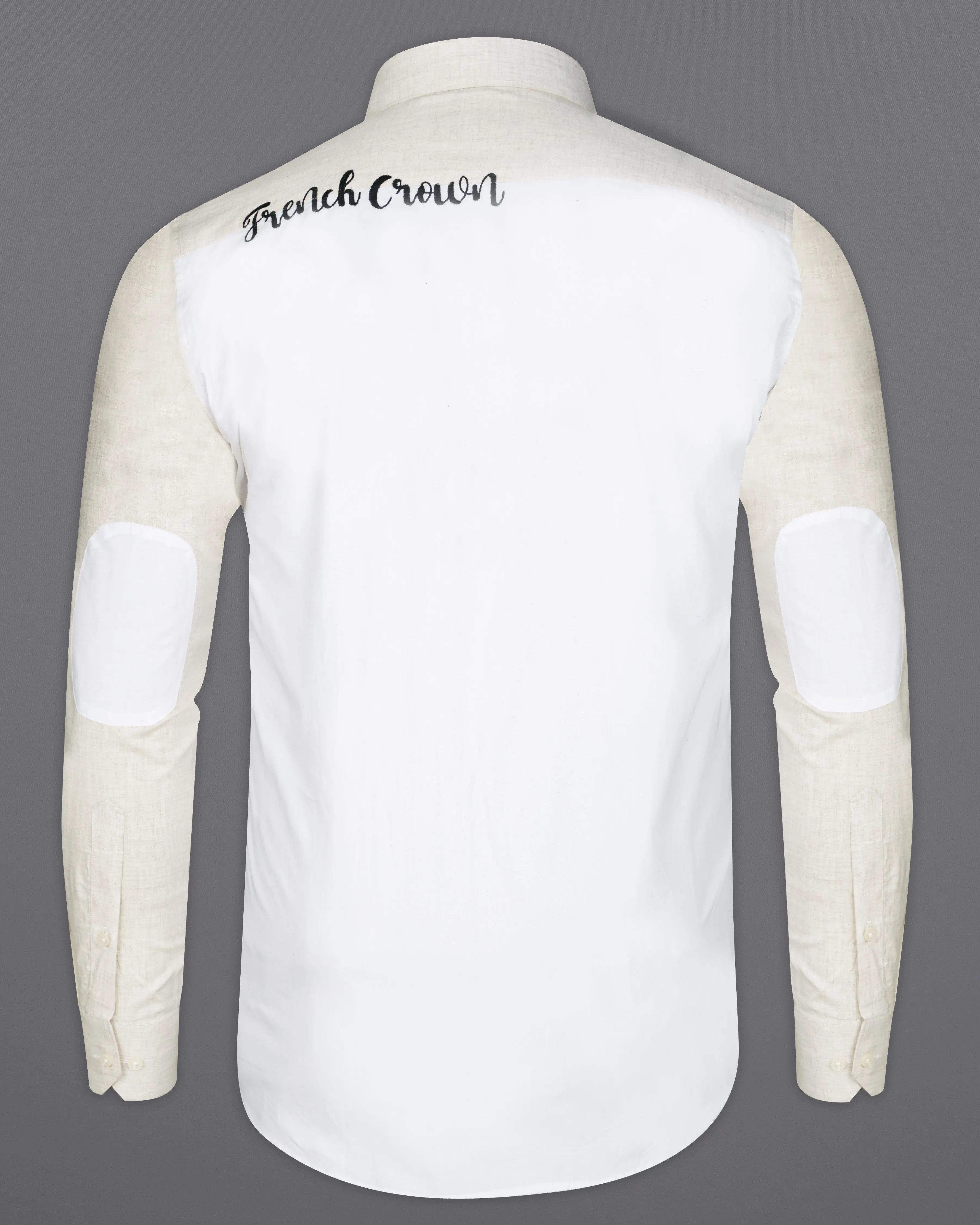 Armour Beige Signature Embroidered with White Patches Premium Cotton Shirt