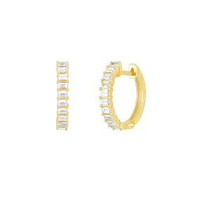 Baguette Hoop Earrings - Yellow Gold