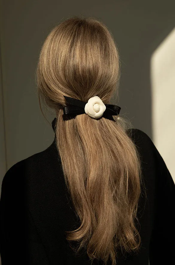 BOW HAIR CLIP WITH FLOWER