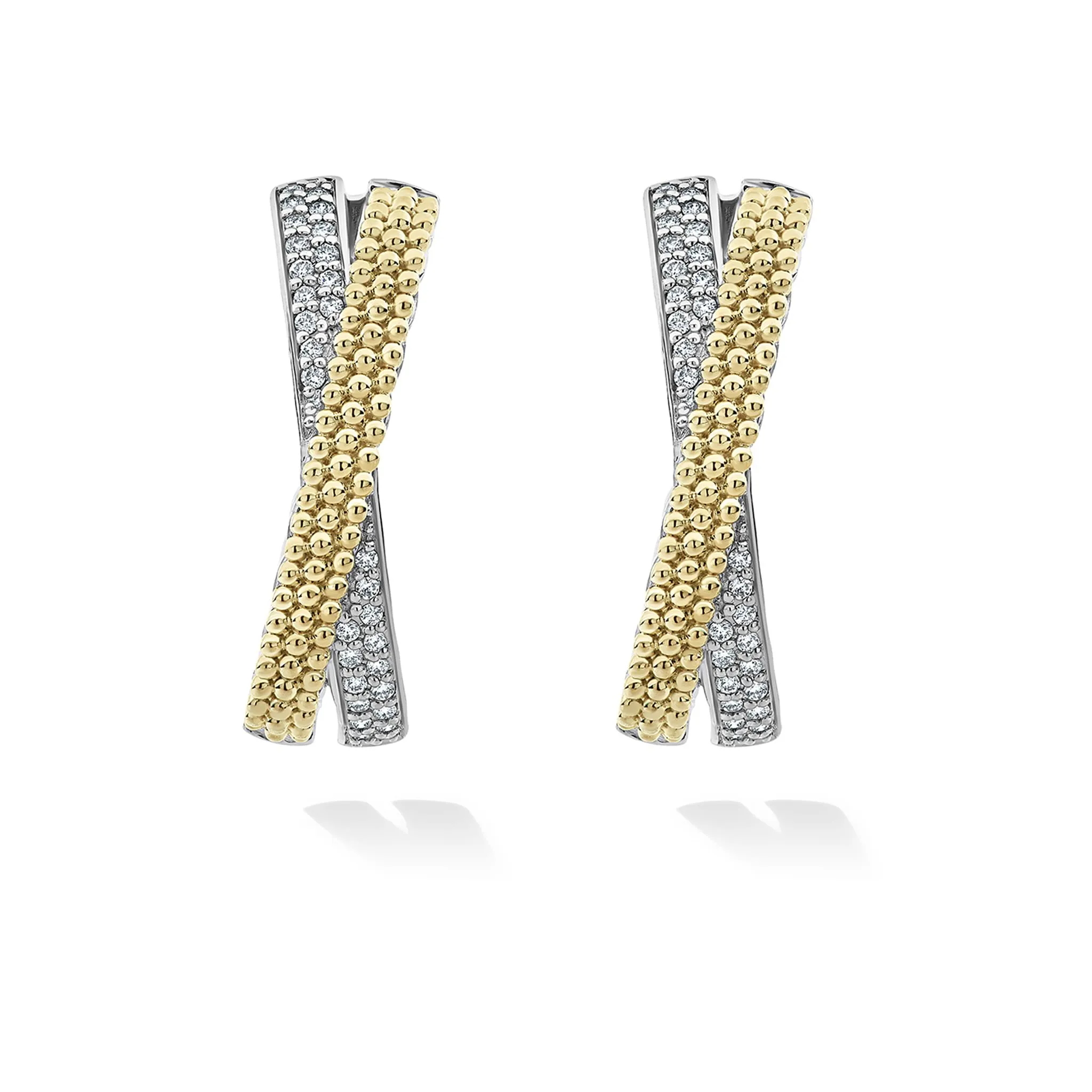 Caviar Lux Two-Tone Caviar X Diamond Hoop Earrings