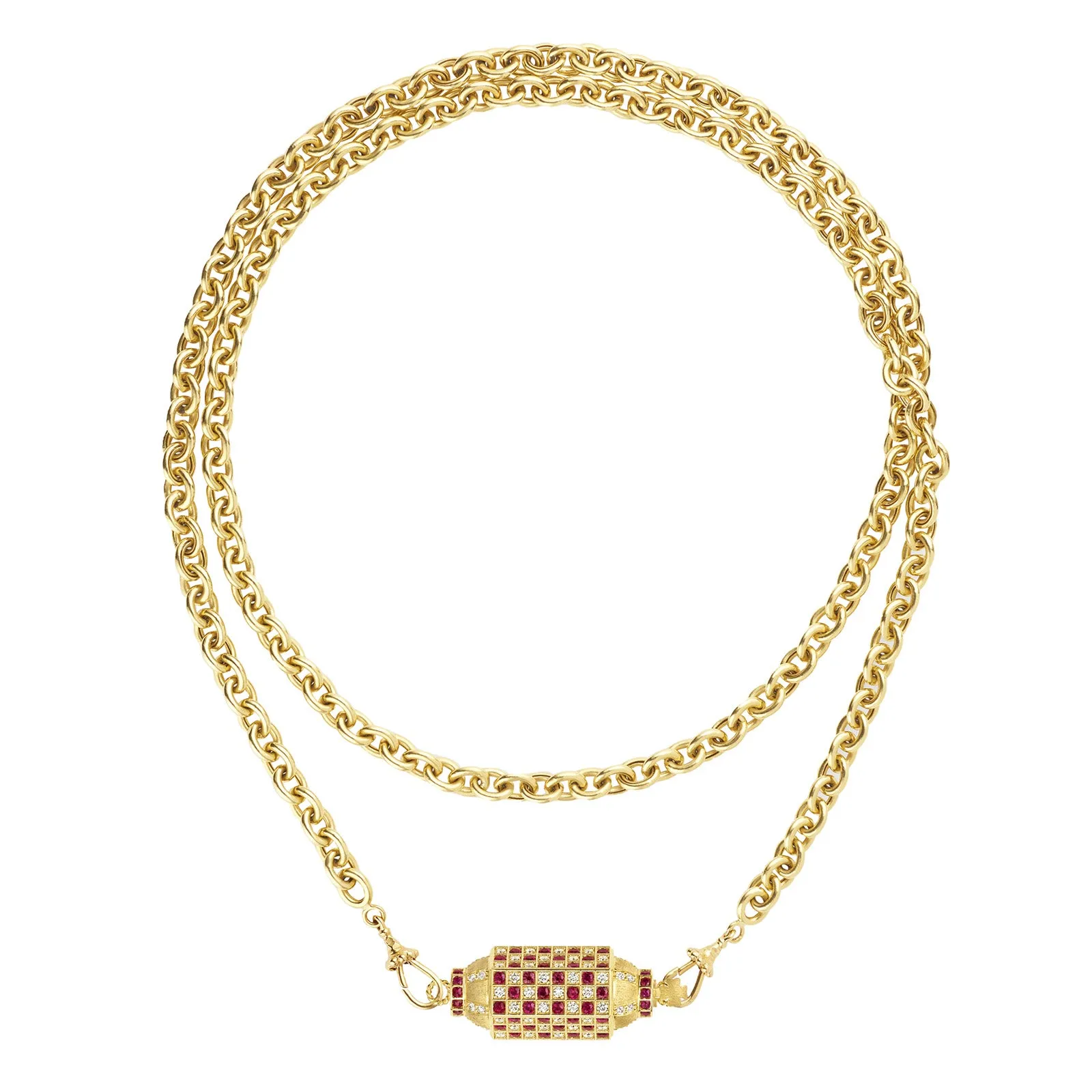 Check Locket - Rosa Classic Chain