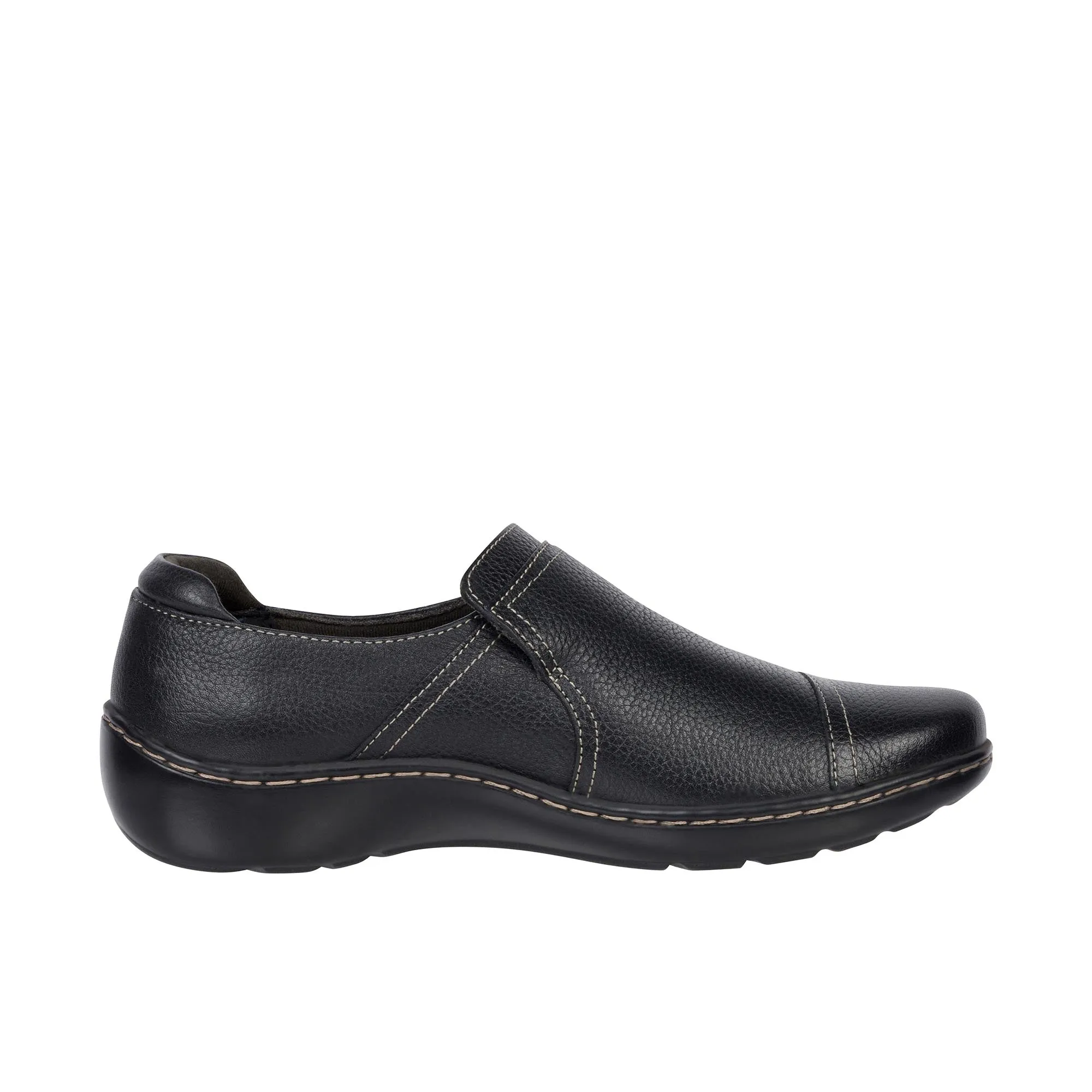 Clarks Womens Cora Poppy Black Tumbled