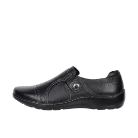 Clarks Womens Cora Poppy Black Tumbled