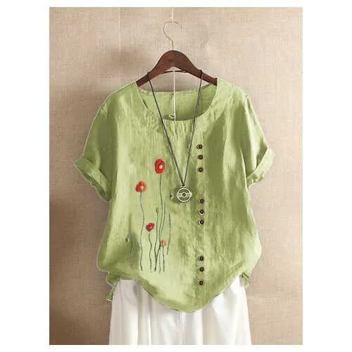 Flower Embroidered T-shirt