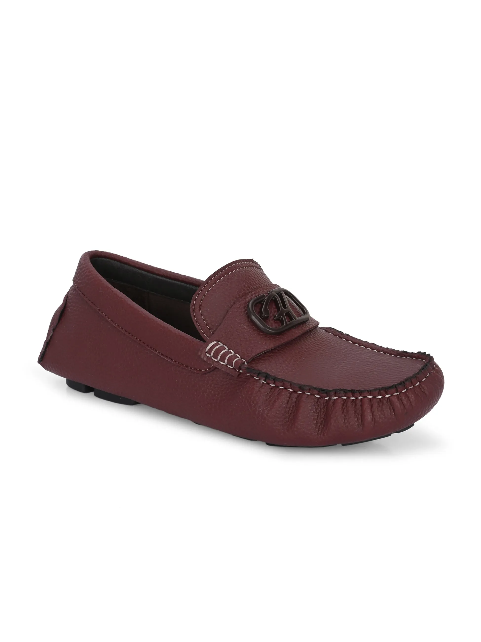 Hitz Men's Brown Leather Casual Loafers