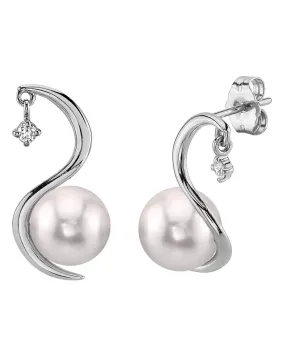 Japanese Akoya Pearl & Diamond Ellis Earrings