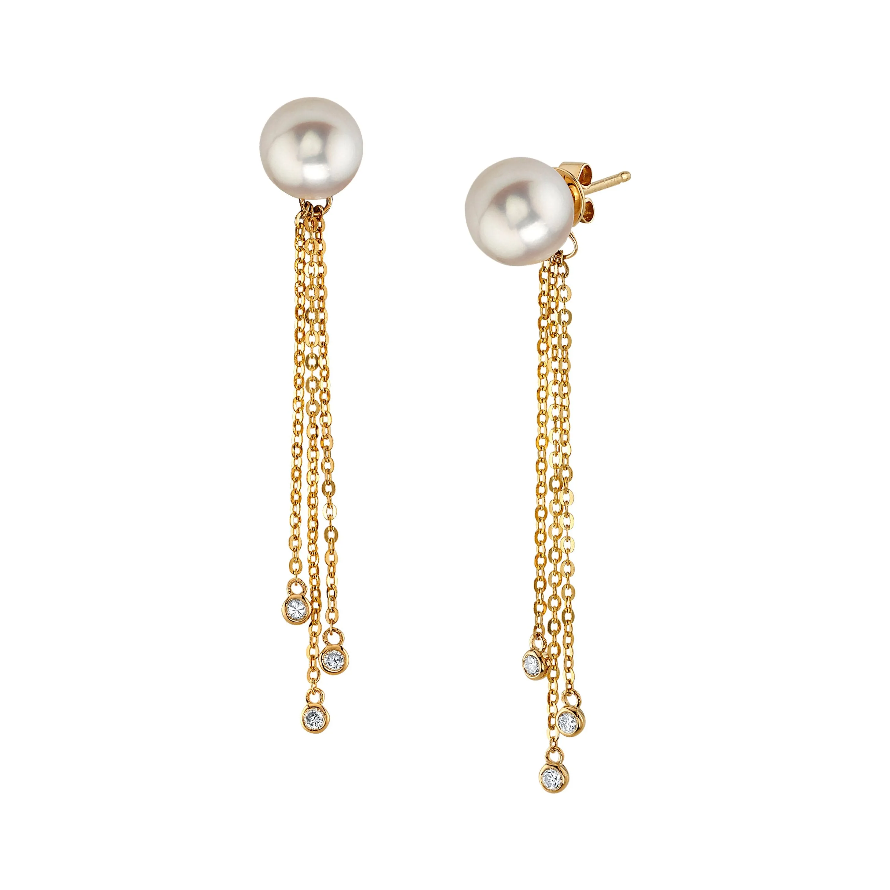 Japanese Akoya Pearl Diamond Tear Earrings