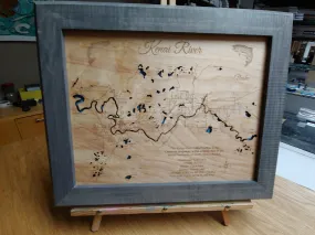 Kenai River, Alaska - Laser Cut Wood Map