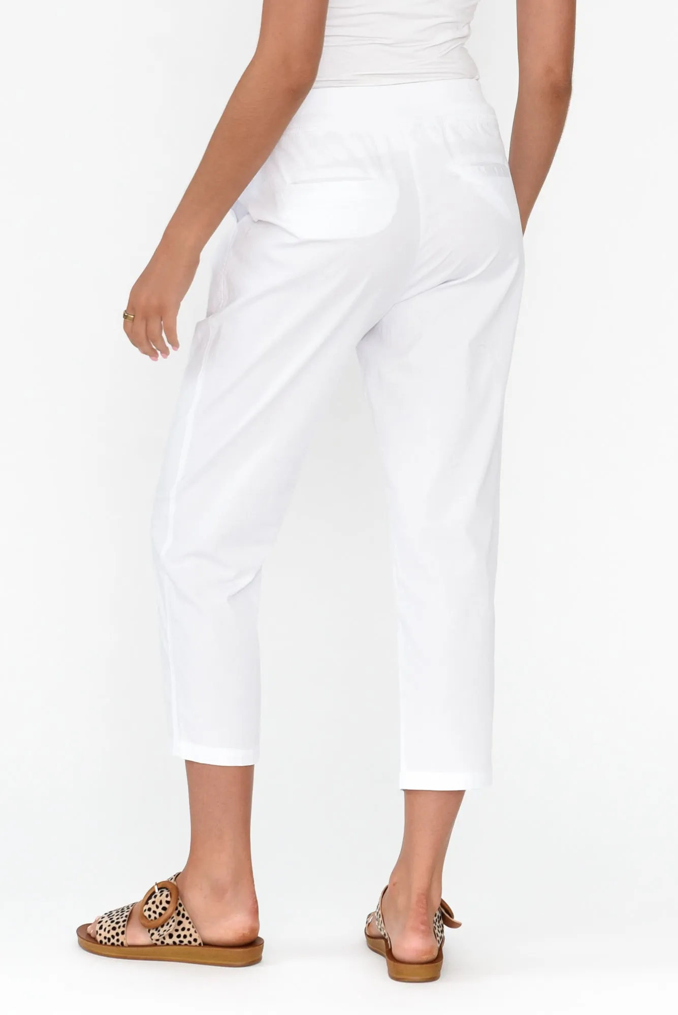 Pablita White Cotton Crop Pants