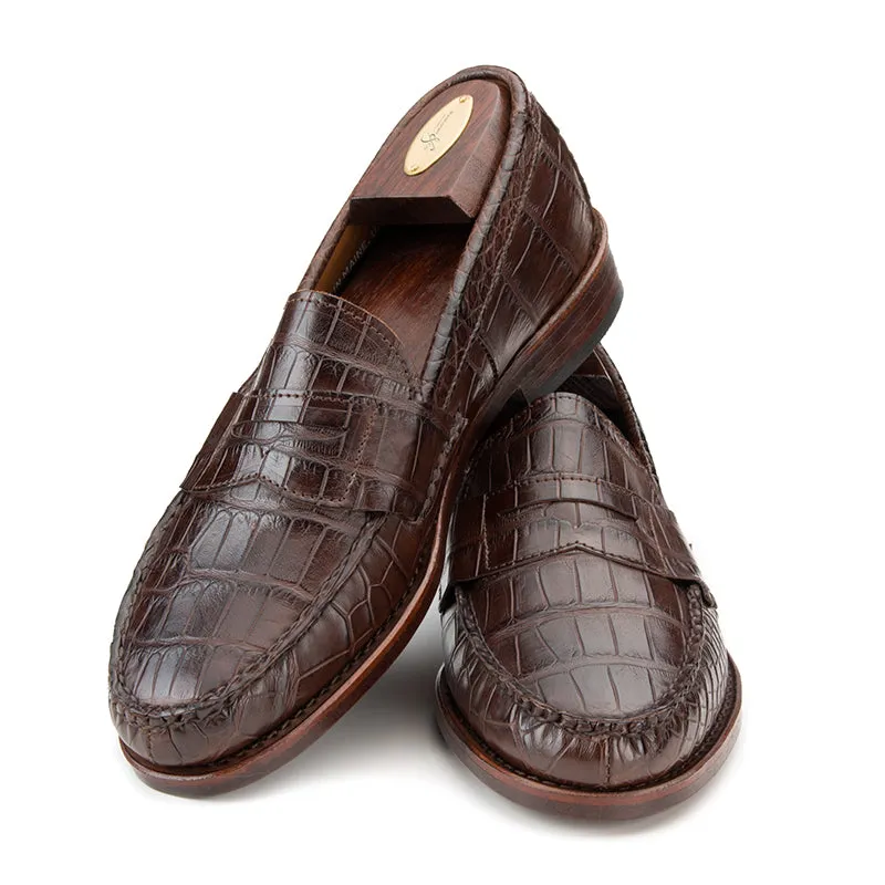 Pinch Penny Loafers - Chocolate Burnished Alligator