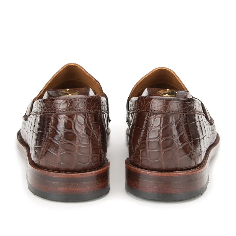 Pinch Penny Loafers - Chocolate Burnished Alligator