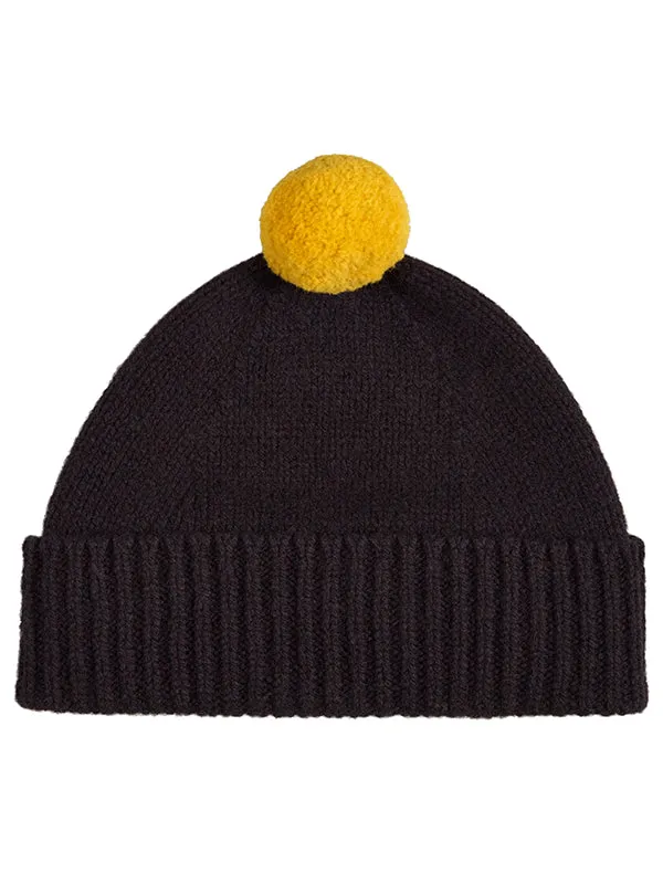 Plain Hat Contrast Pompom Golden Eye & Oatmeal