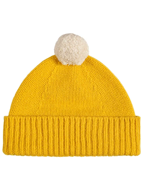 Plain Hat Contrast Pompom Golden Eye & Oatmeal