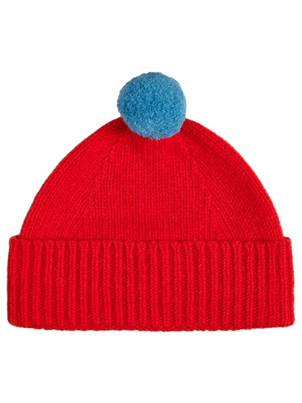 Plain Hat Contrast Pompom Golden Eye & Oatmeal