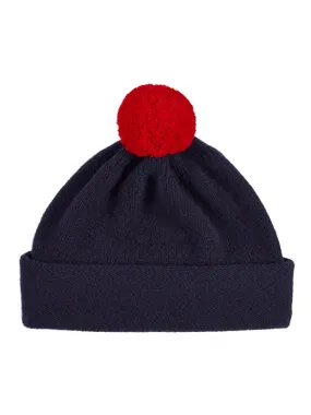 Plain Hat Contrast PomPom Nero Navy