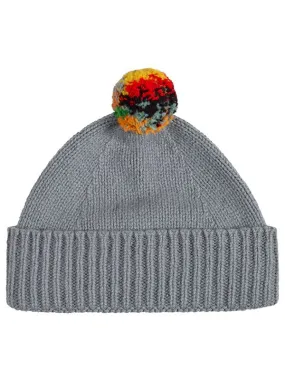 Plain Hat with Stripe Pompom Purslane