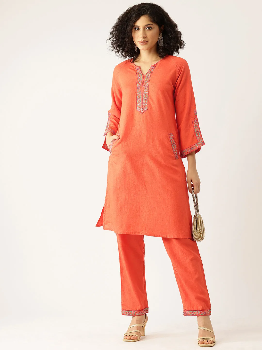 Raya Apricot Embroidery Co-ord Set