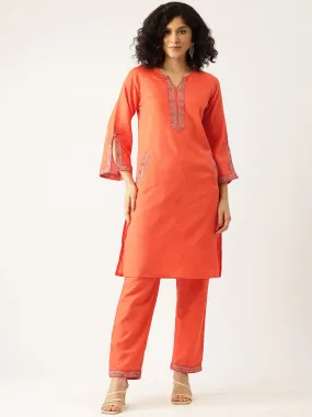 Raya Apricot Embroidery Co-ord Set