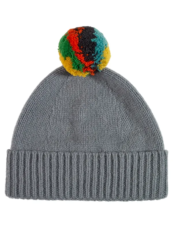 Shaggy Pompom Hat Charcoal