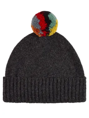 Shaggy Pompom Hat Charcoal