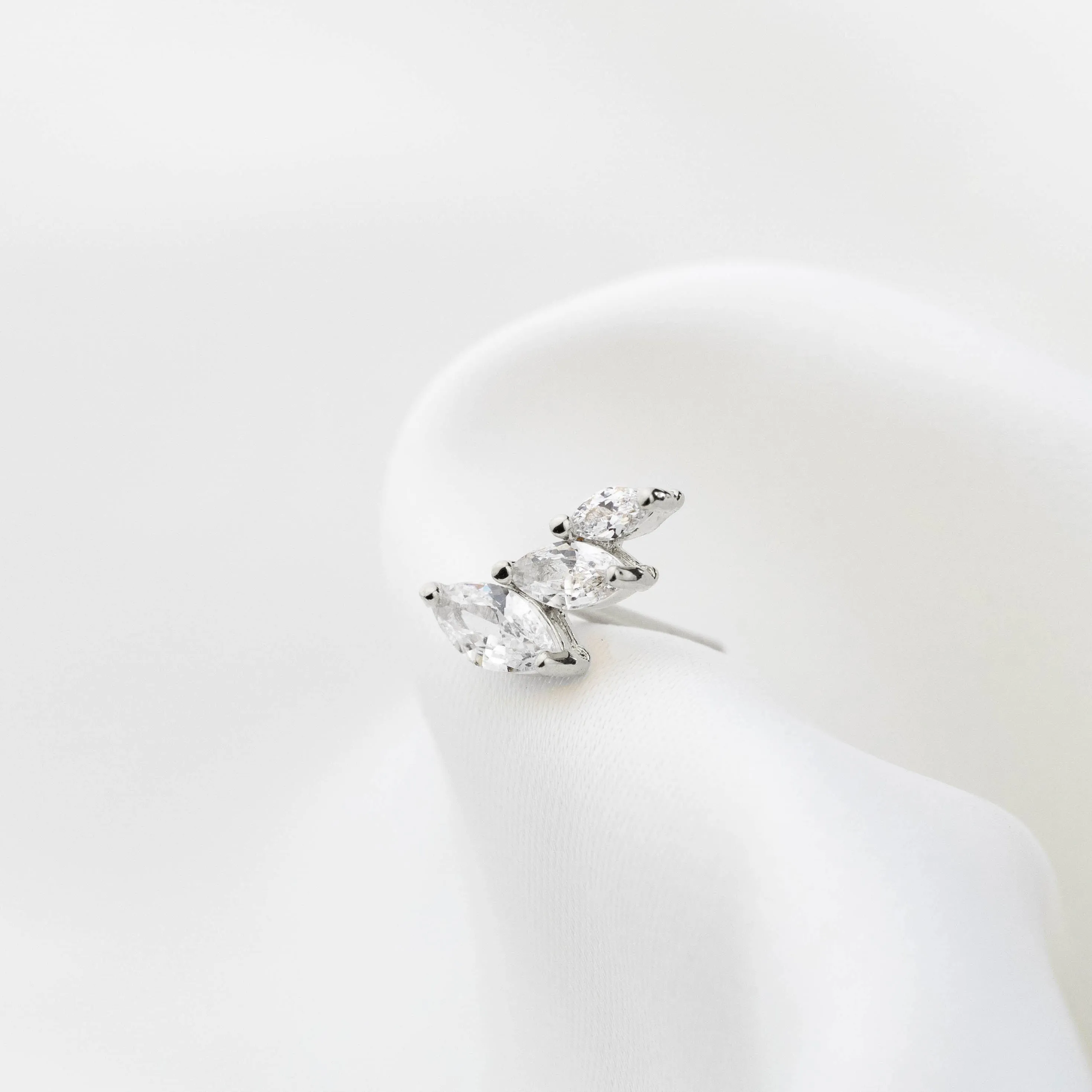 Silver Delicate Marquise Diamonds Stud