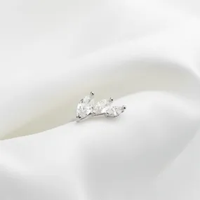 Silver Delicate Marquise Diamonds Stud