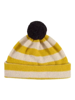 Stripe Pompom Hat Black & Oatmeal