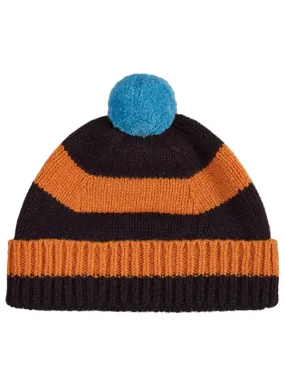 Stripe Pompom Hat Black & Sienna