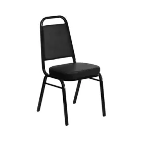 TBD 1005 Club Series Trapezoidal Back Stacking Banquet Chair with Black Vinyl and 2.5'' Thick Seat - Black Frame