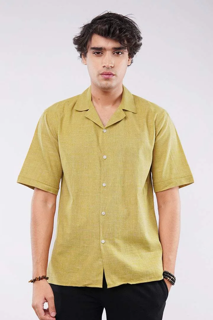 Texture Cuban Shirt - Mustard Yellow