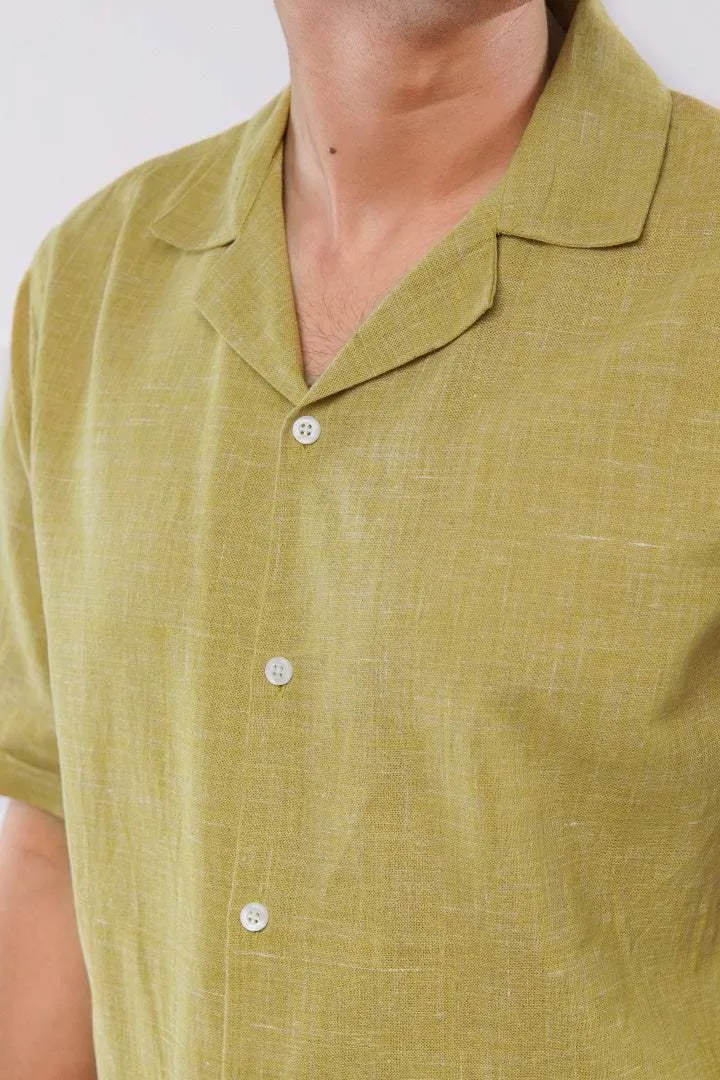 Texture Cuban Shirt - Mustard Yellow