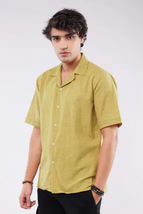 Texture Cuban Shirt - Mustard Yellow