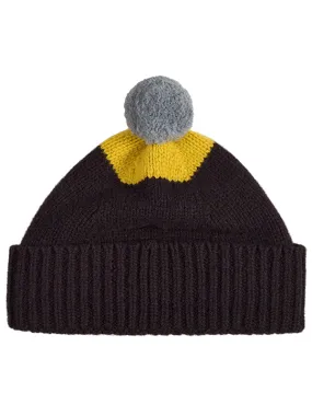 Top Spot Hat With Pompom Black & Turmeric