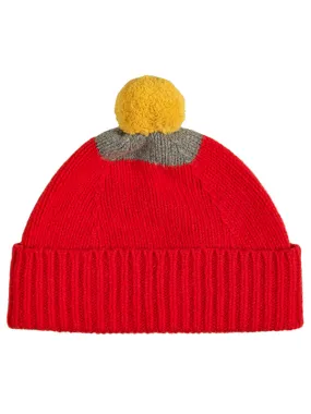 Top Spot Hat With Pompom Poppy & Moss